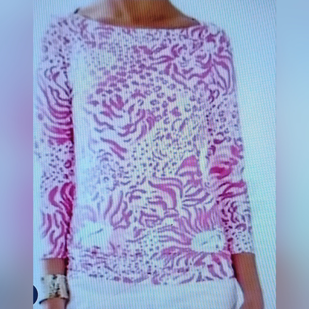 Lilly Pulitzer 'Get Spotted' Pink Lion Top Boat Neck Tie-Waist Sz XS - Picture 5 of 6